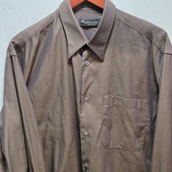 Principe Other - Principe Dress Shirt Mens 16 34/35 Brown Solid Classic Fit Made In Italy